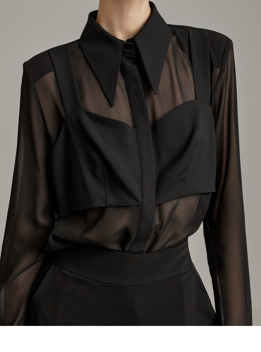 Sheer Layered Design Shirt