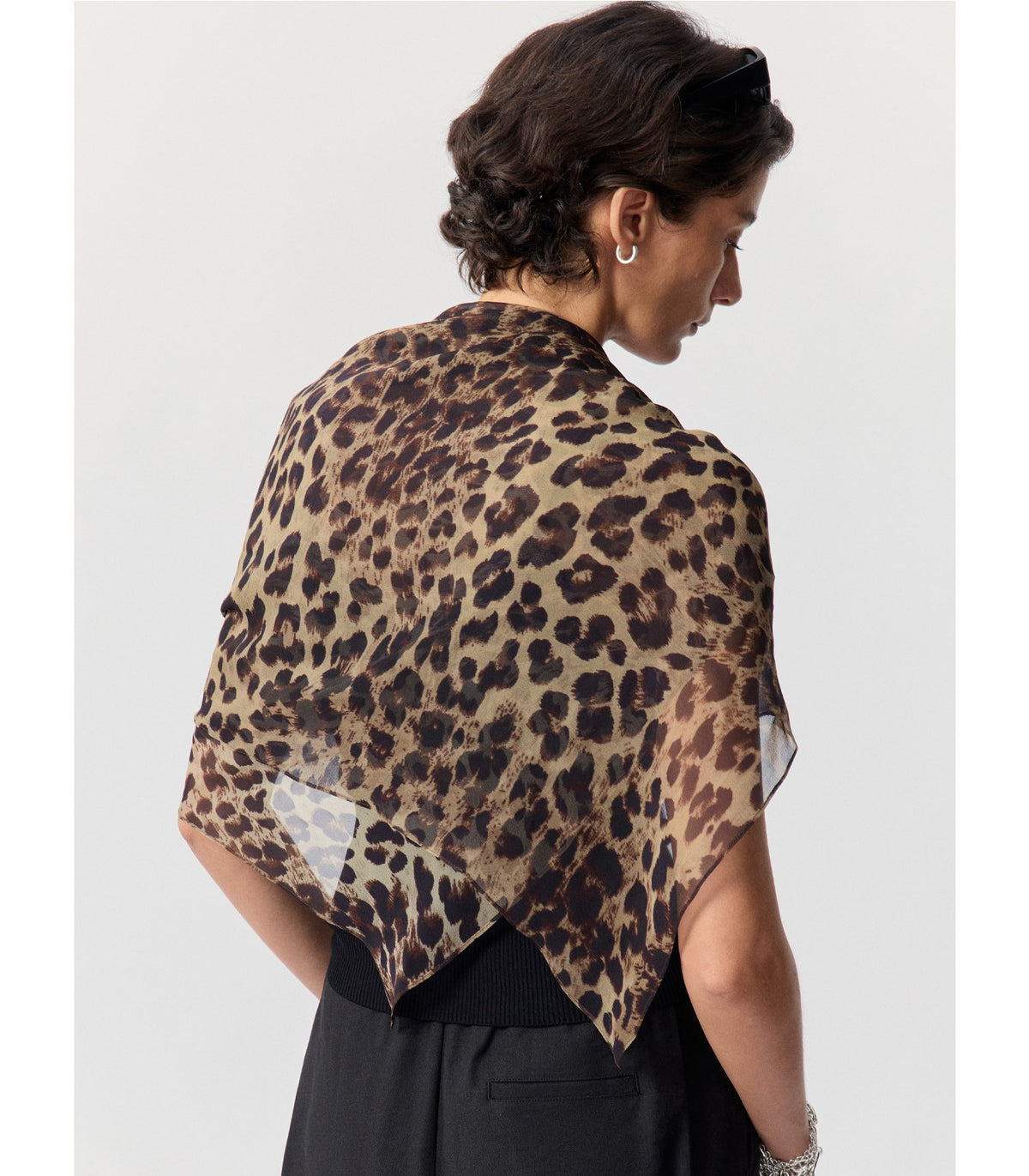 Leopard Silk Long Scarf