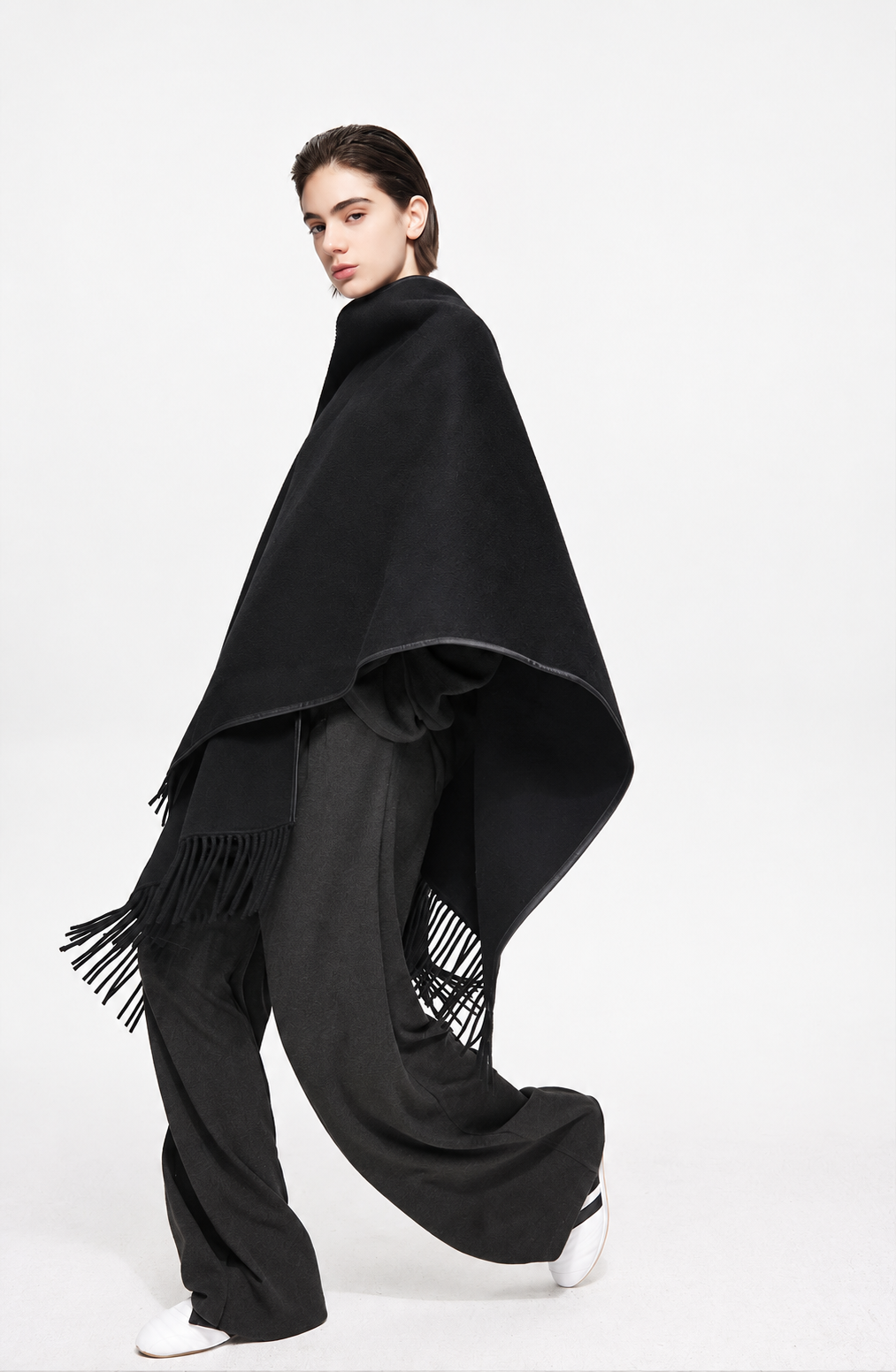 Asymmetric Wool Cape