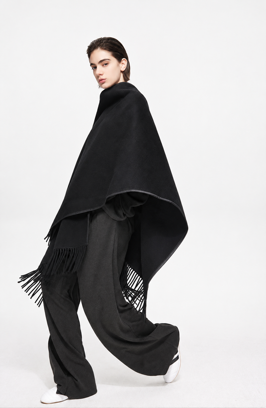Asymmetric Wool Cape
