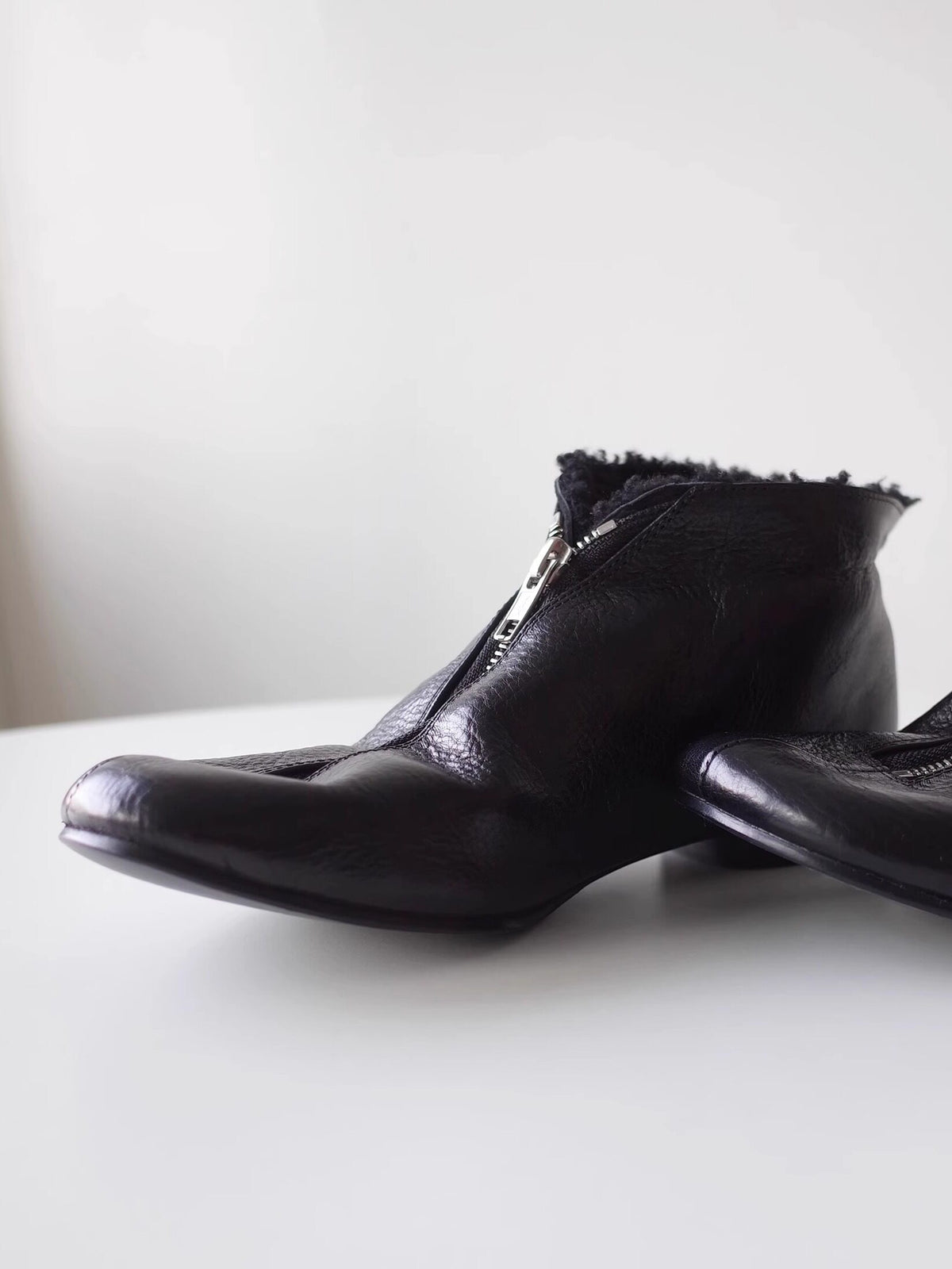 Shearling Zip Ankle Boots