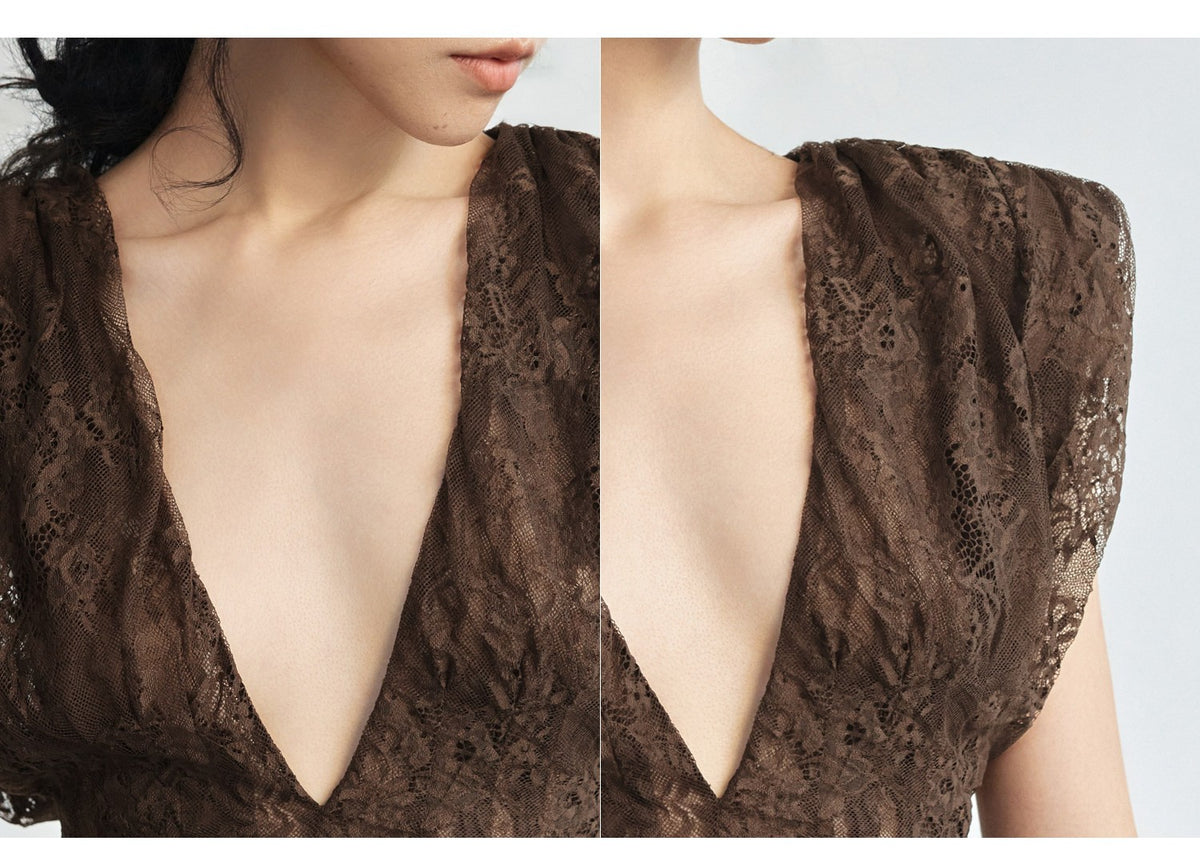 Double Lace V-Neck Top