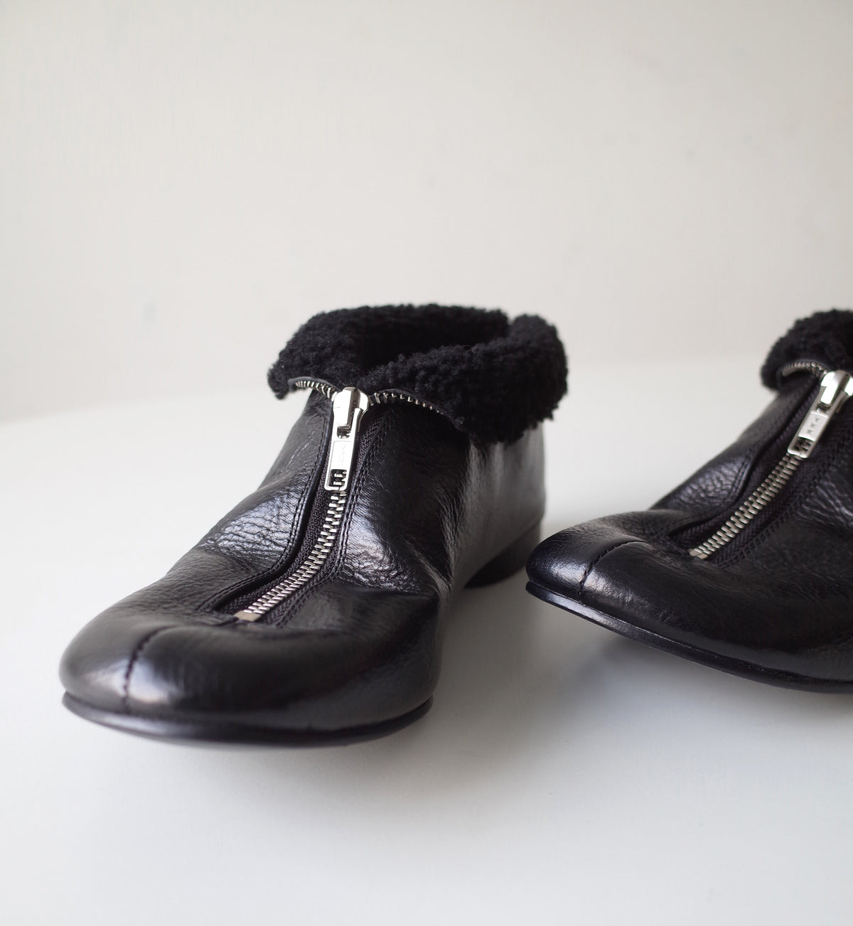 Shearling Zip Ankle Boots