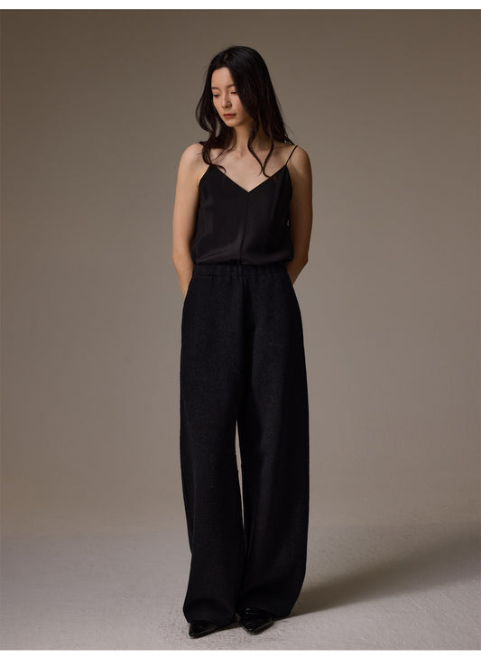 Wide Leg Wool Blend Trousers