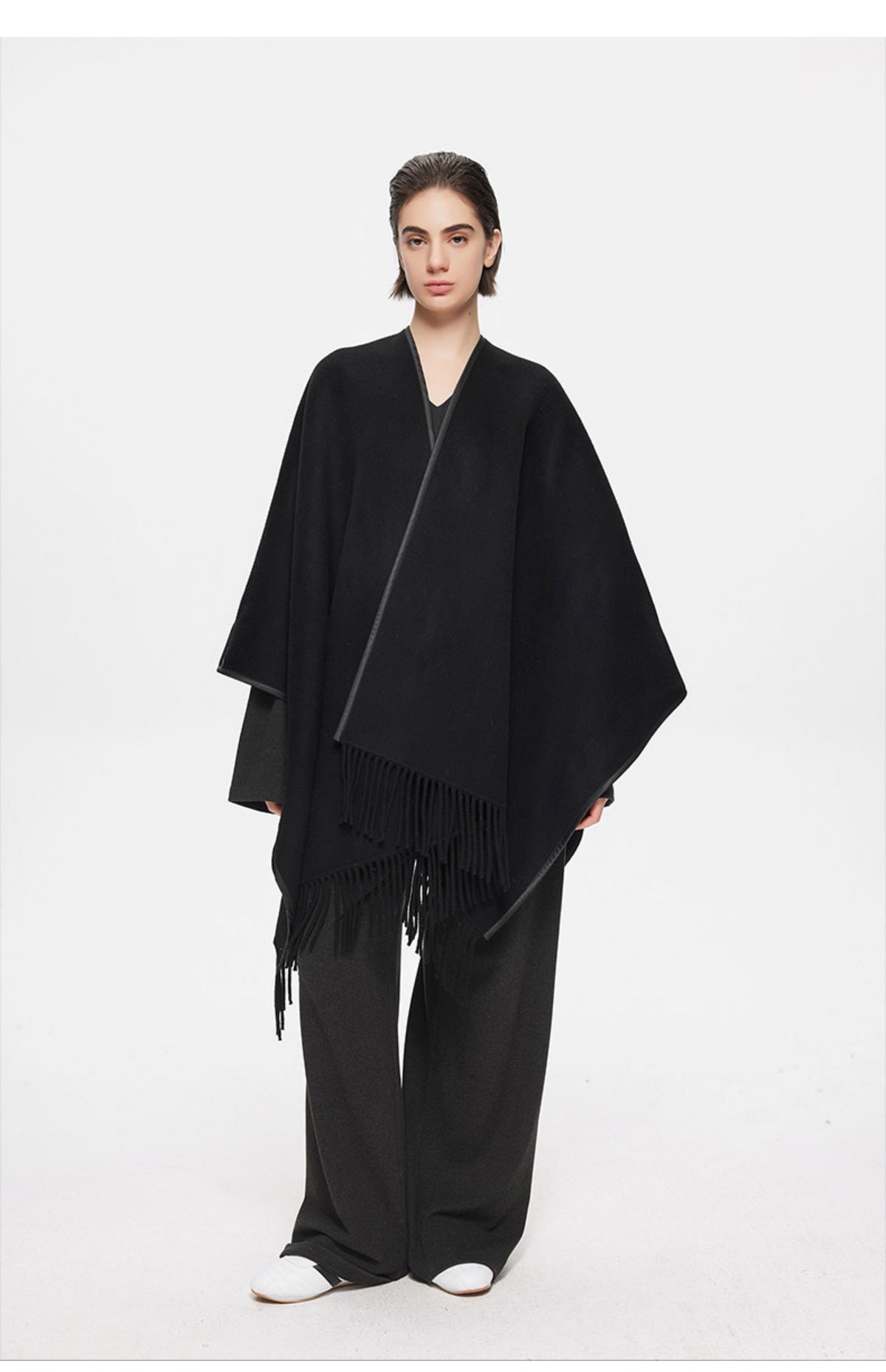 Asymmetric Wool Cape