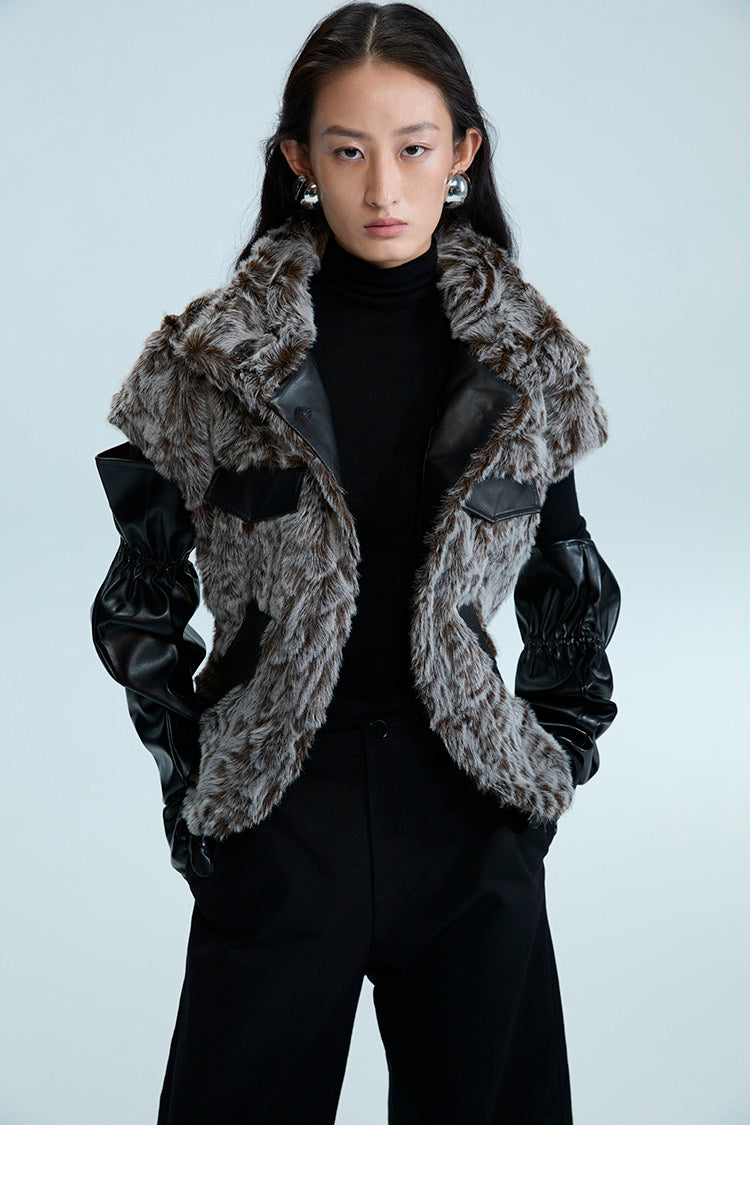 Asymmetric Fur Panel Vest