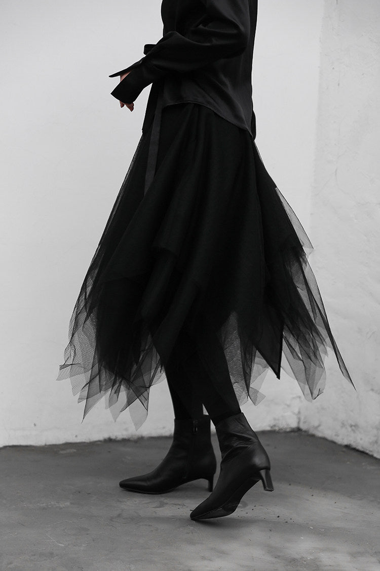 Irregular Layered Tulle Skirt