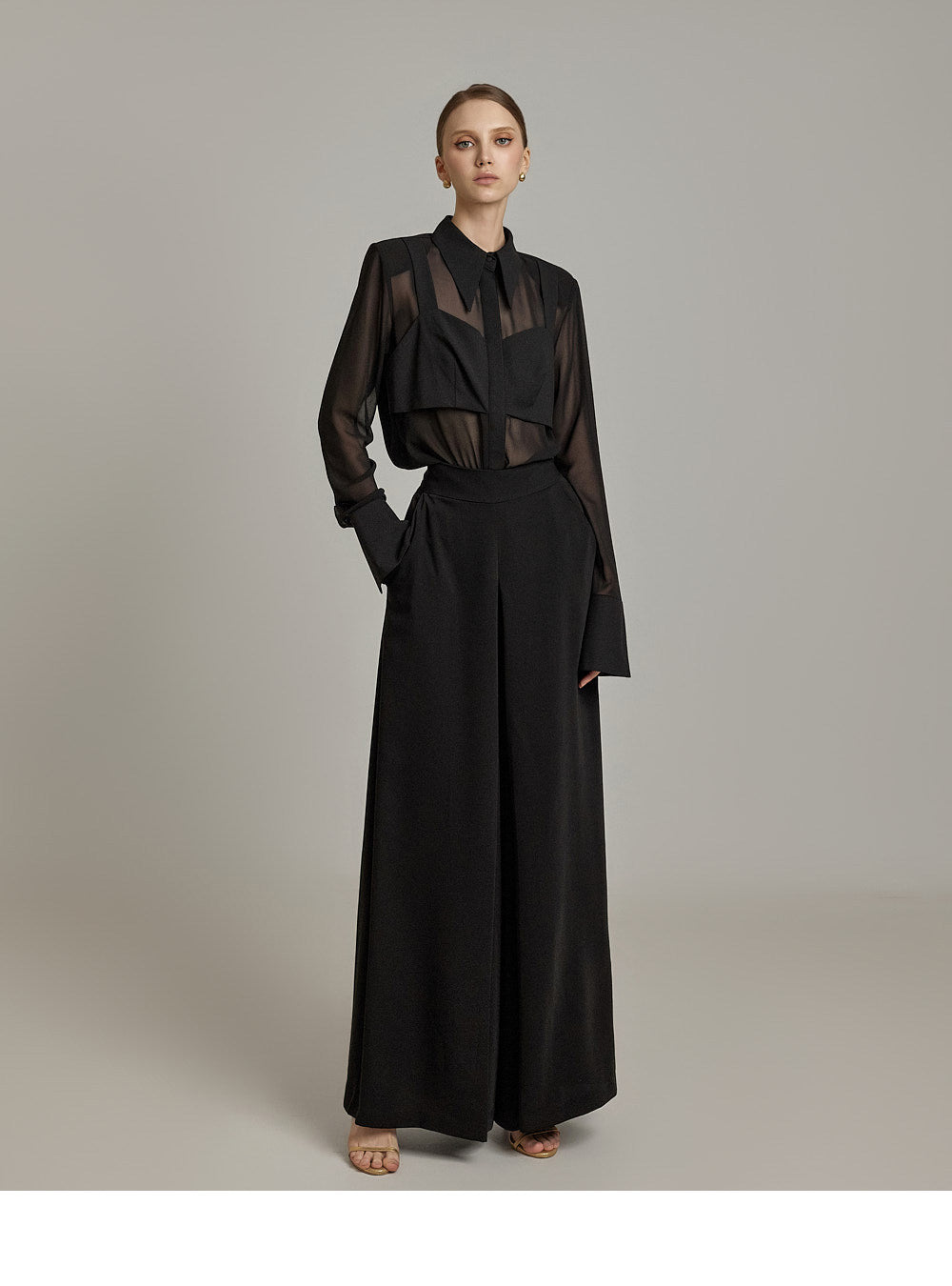 Sheer Layered Design Shirt