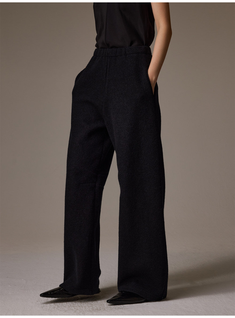 Wide Leg Wool Blend Trousers