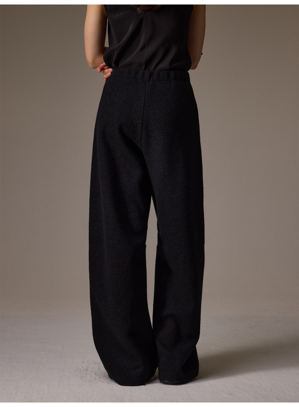 Wide Leg Wool Blend Trousers