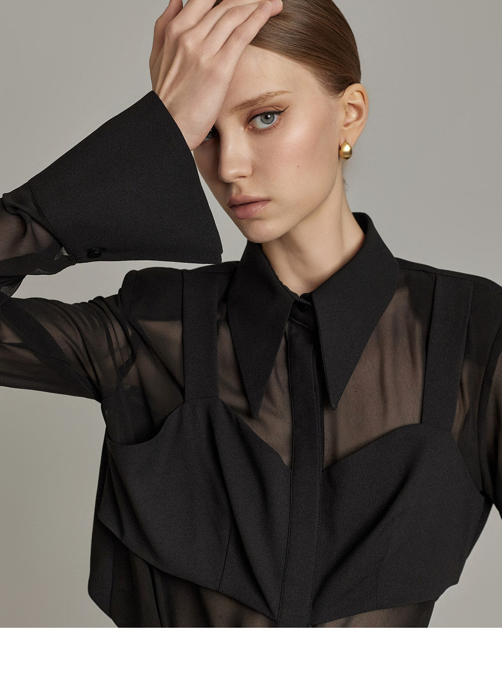 Sheer Layered Design Shirt