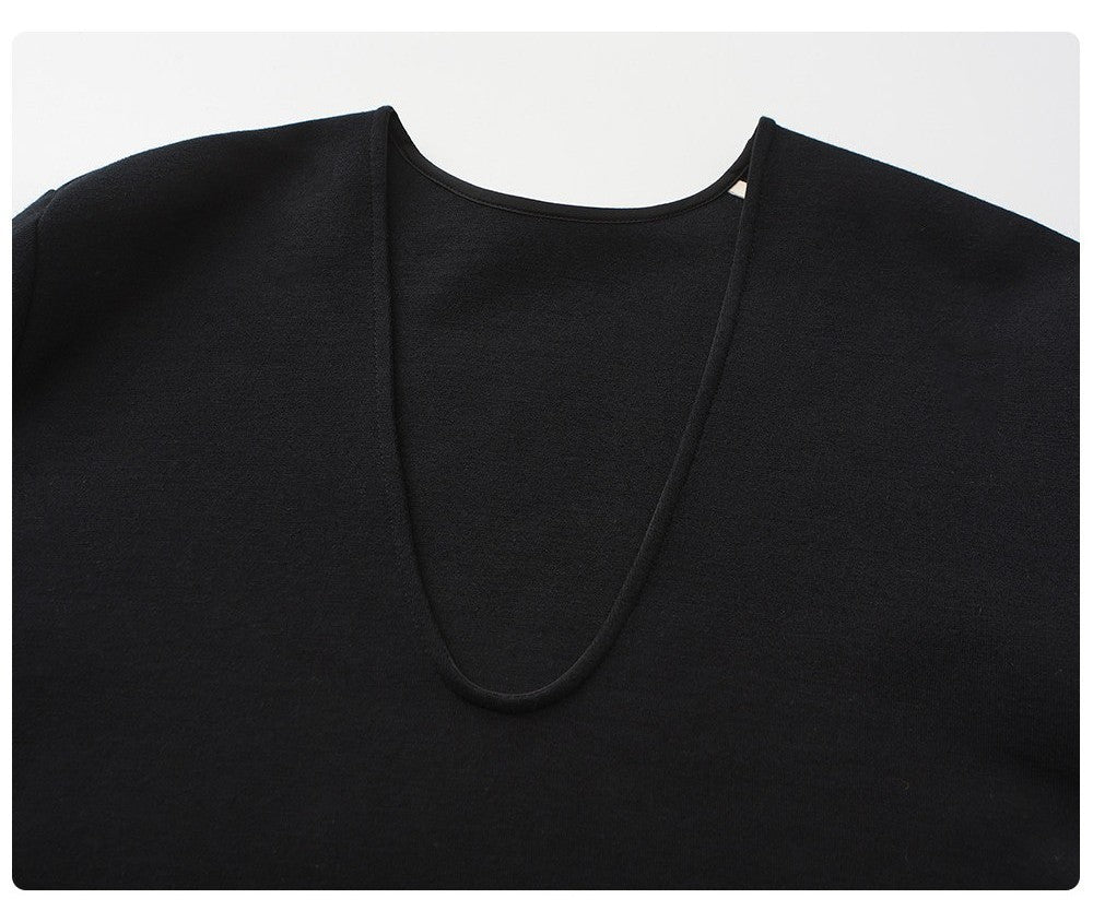 Deep U Neck Long Knit Dress