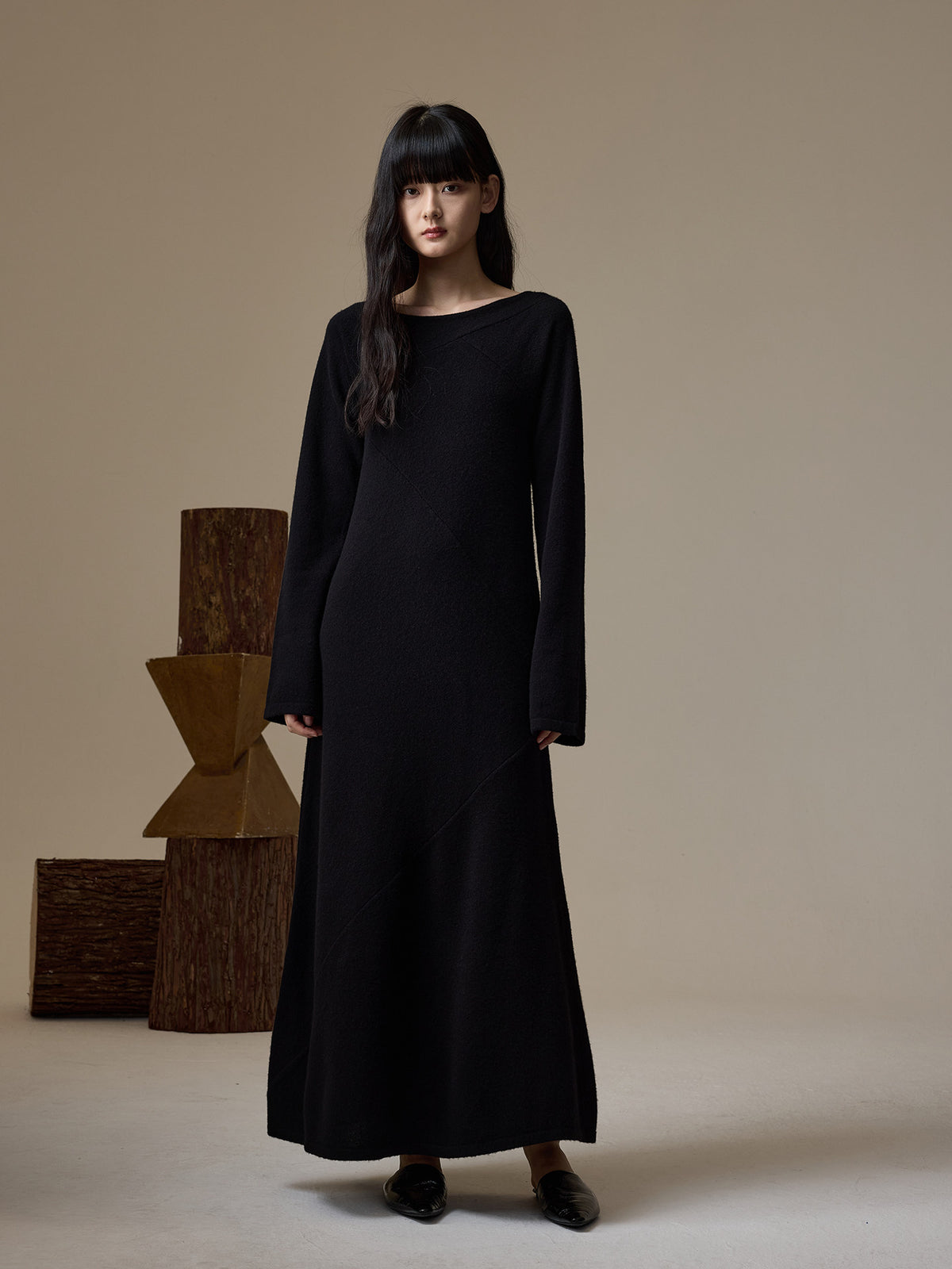 Wool A-Line Long Dress