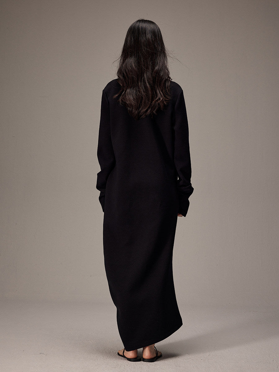 Deep U Neck Long Knit Dress