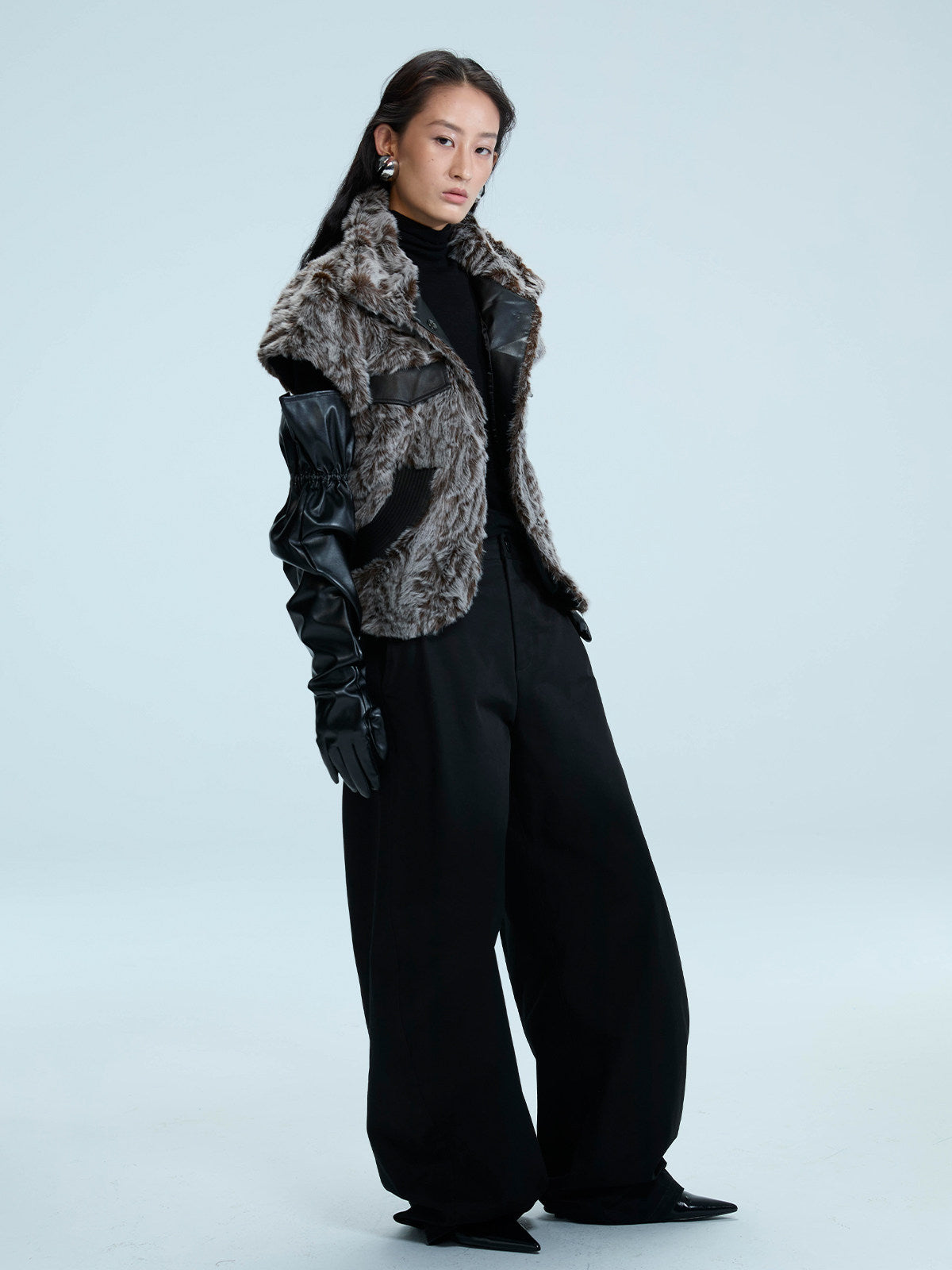 Asymmetric Fur Panel Vest