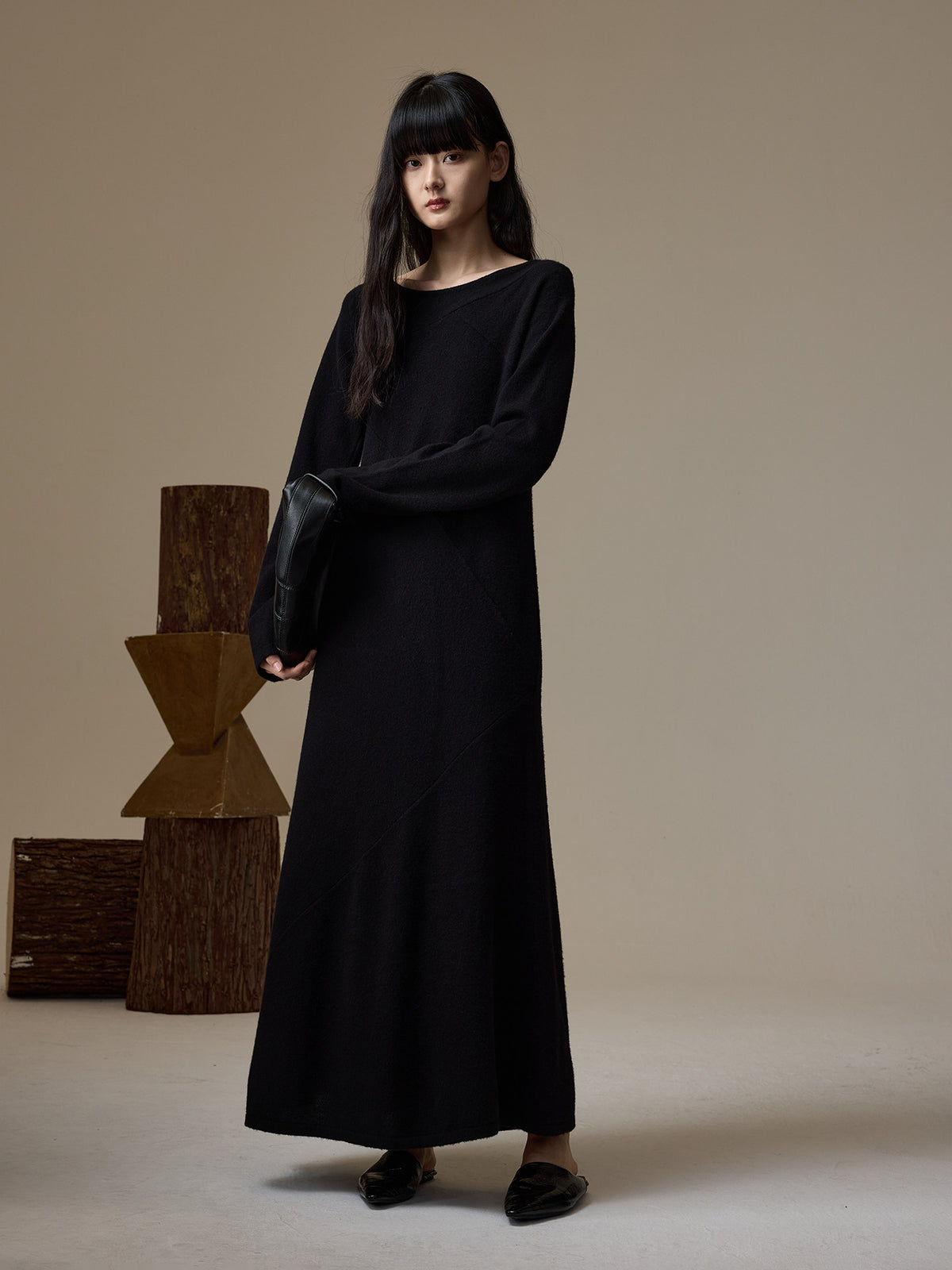 Wool A-Line Long Dress