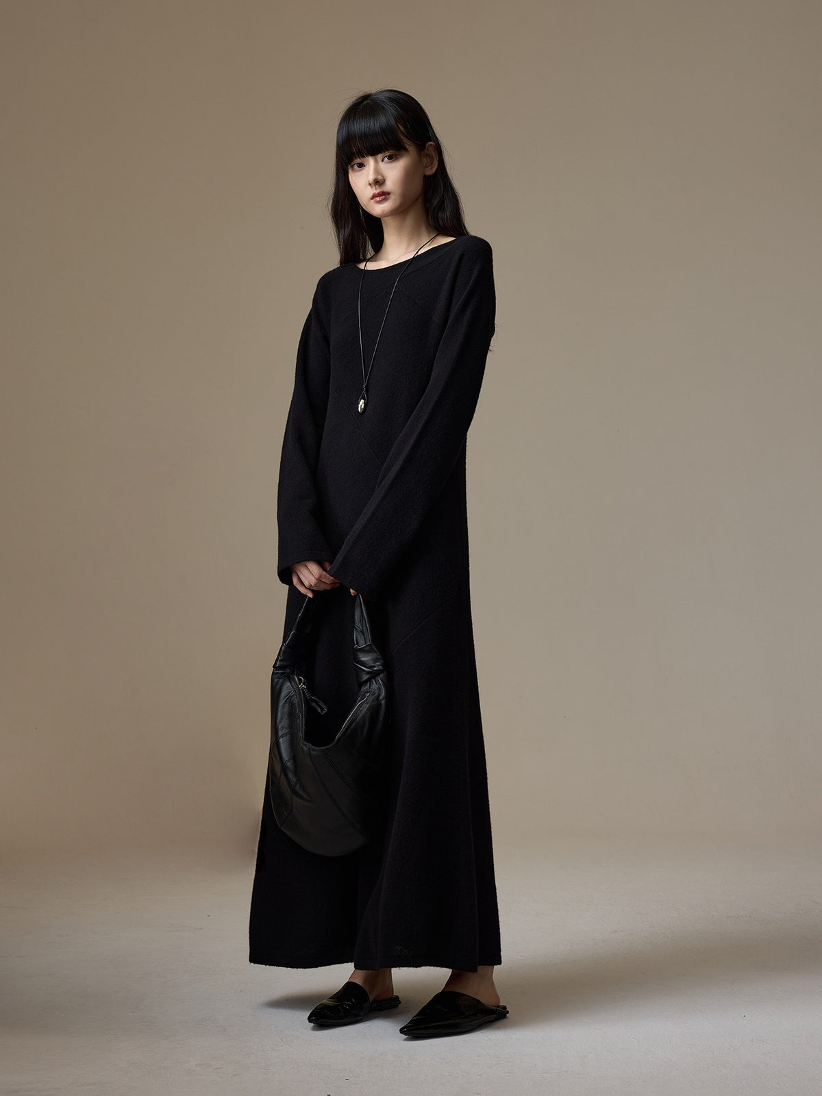 Wool A-Line Long Dress